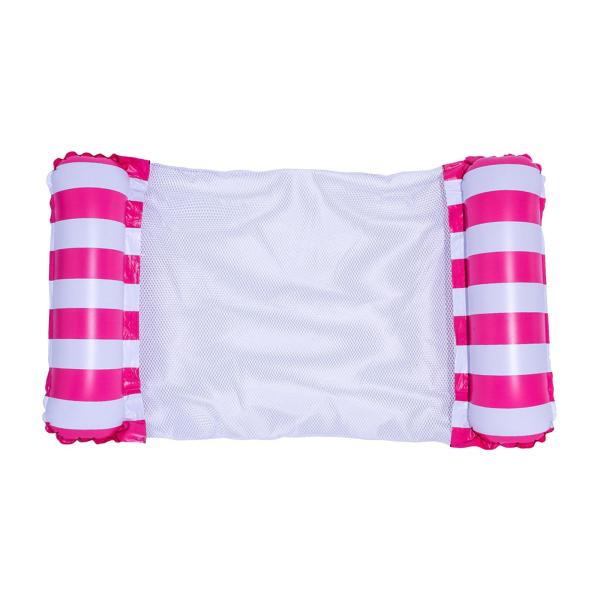 プールハンモック フロート インフレータブルハンモック 休暇用 スイミングプールアクセサリー レッドストライプ