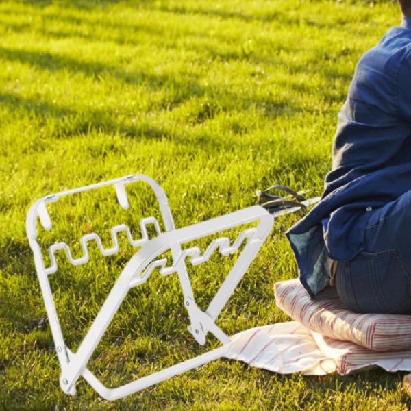 キャンプ用ゴミ袋ホルダー 吊り下げ式ゴミ袋ホルダー キャンプパーティー ピクニック用 ホワイト