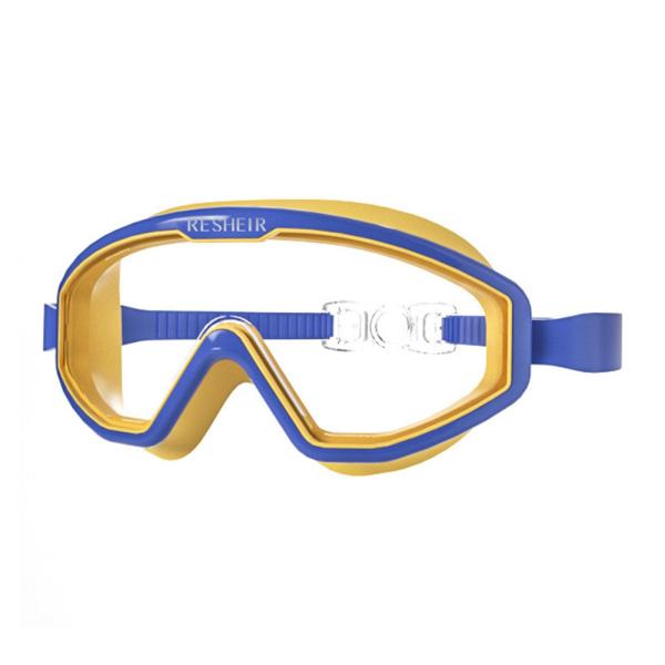 子供用水泳ゴーグル 快適な曇り止め水泳キャップ ダイビング プール用 ブルー イエロー