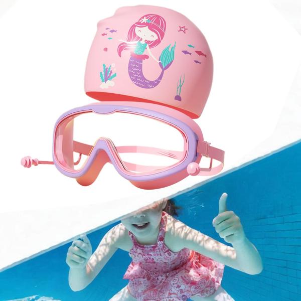 スイミングキャップ 子供用 水泳ゴーグル シュノーケリング プール ダイビング用品 パープル ピンク