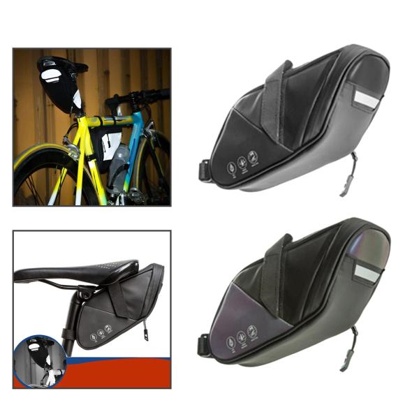 自転車サドルバッグ 収納バッグ 収納ポーチ 自転車ツールバッグ シートポストバッグ ホワイト 反射