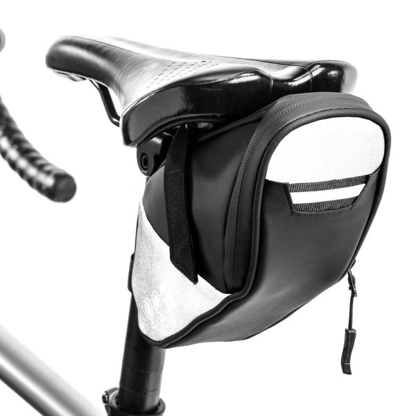 自転車サドルバッグ 収納バッグ 収納ポーチ 自転車ツールバッグ シートポストバッグ ホワイト 反射