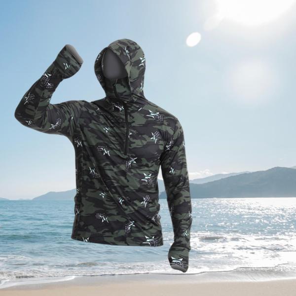 メンズ日焼け止めパーカーシャツラッシュガードアウトドアハイキング乗馬4XL