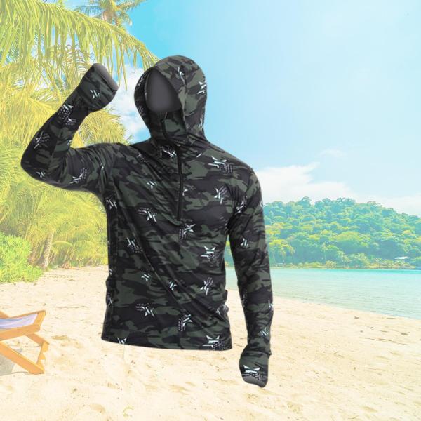 メンズ日焼け止めパーカーシャツラッシュガードアウトドアハイキング乗馬4XL