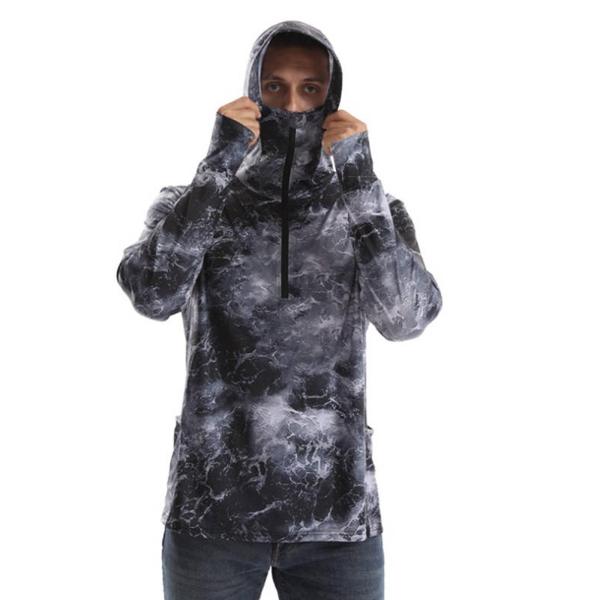 メンズ日焼け防止パーカーシャツ 薄手ラッシュガード アウトドア キャンプ 乗馬用 4XL