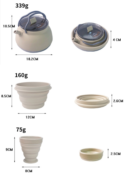 折り畳み式やかん 大容量 1.5L やかん 200MLカップ  500MLボウル シリコンケトル 直火 IH対応 湯沸かし 軽量 アウトドア調理器具
