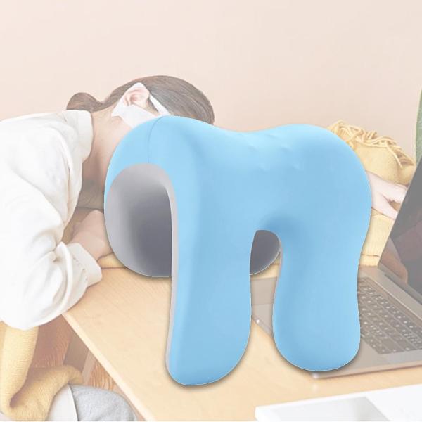 ネッククッション 椅子用レストピロー 男女兼用 軽量 ソフト 昼寝枕 ブルー グレー