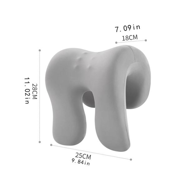 ネッククッション 椅子用レストピロー 男女兼用 軽量 ソフト 昼寝用ピロー 無地 ライトグレー