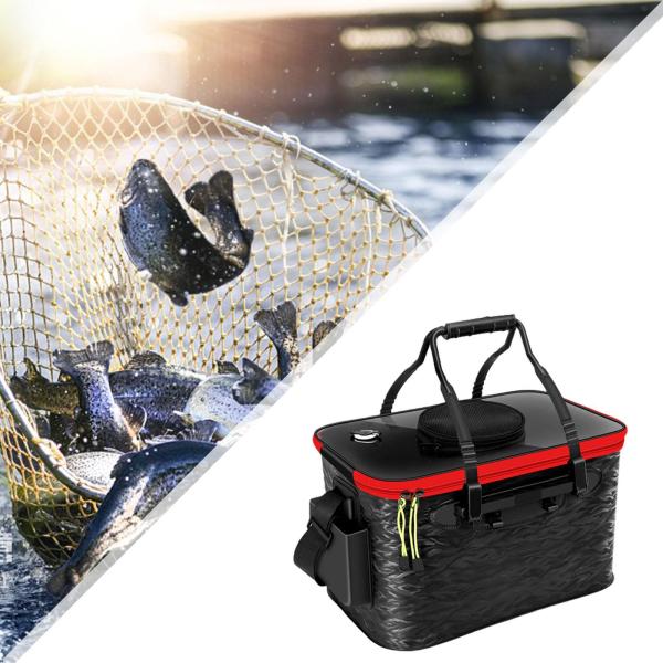 活魚バケツ 折りたたみ式 活魚コンテナ 釣り 旅行 キャンプ用 ブラック ミディアム