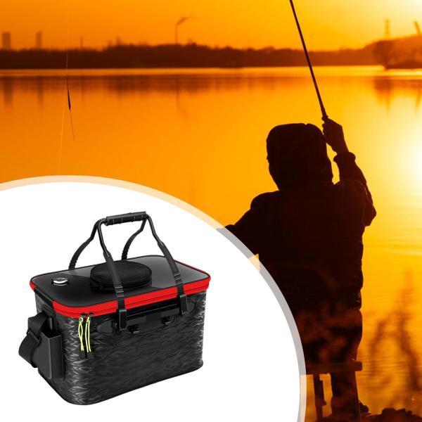 活魚バケツ 折りたたみ式 活魚コンテナ 釣り 旅行 キャンプ用 ブラック ミディアム