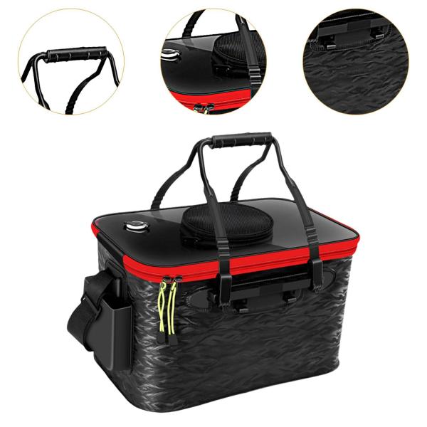 活魚バケツ 折りたたみ式 活魚コンテナ 釣り 旅行 キャンプ用 ブラック ラージ