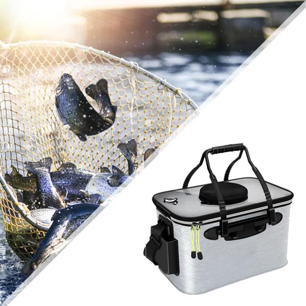 活魚バケツ 折りたたみ式 活魚コンテナ 釣り 旅行 キャンプ用 グレー 小