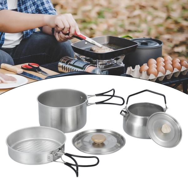 キャンプ用メスキット アウトドア用調理器具 お手入れ簡単 キッチン用品 フライパン ケトル 旅行 バックパッキング アウトドア BBQ 釣り