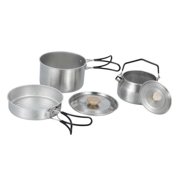 キャンプ用メスキット アウトドア用調理器具 お手入れ簡単 キッチン用品 フライパン ケトル 旅行 バックパッキング アウトドア BBQ 釣り