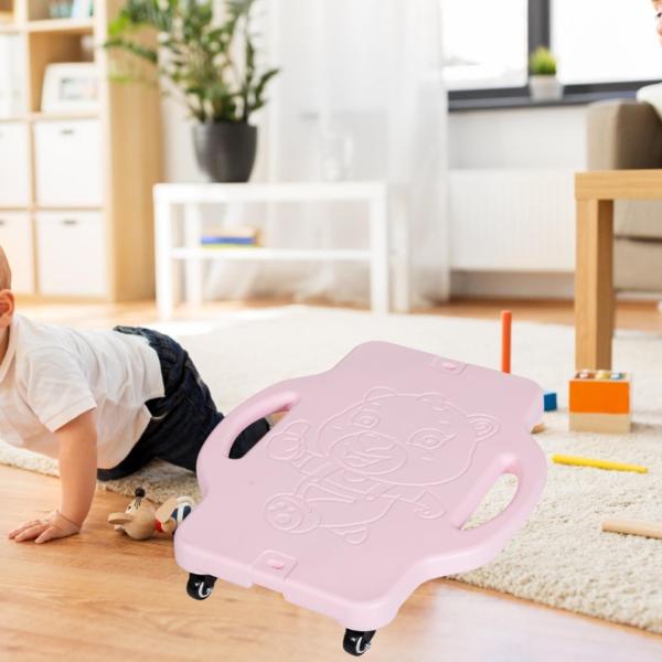 子供用スクーターボード ハンドル付き 屋外活動用 地下ジム用 ピンク