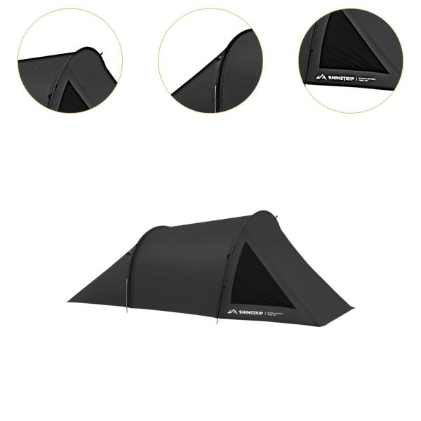 キャンプテント 簡単セットアップ ポータブルトンネルテント ピクニック 登山 ビーチ用 ブラック