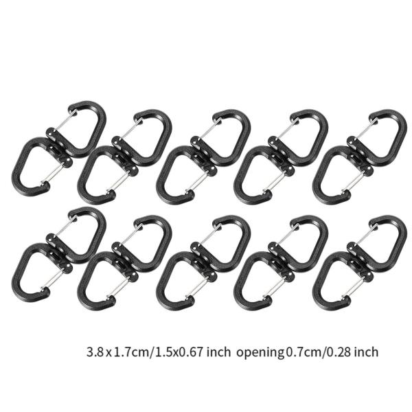 10個 スイベルSフック ポータブル ロブスタークラスプ バックパッキング キャンプ アウトドア 3.8cmx1.7cm
