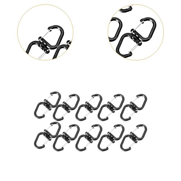 10個 スイベルSフック ポータブル ロブスタークラスプ バックパッキング キャンプ アウトドア 3.8cmx1.7cm