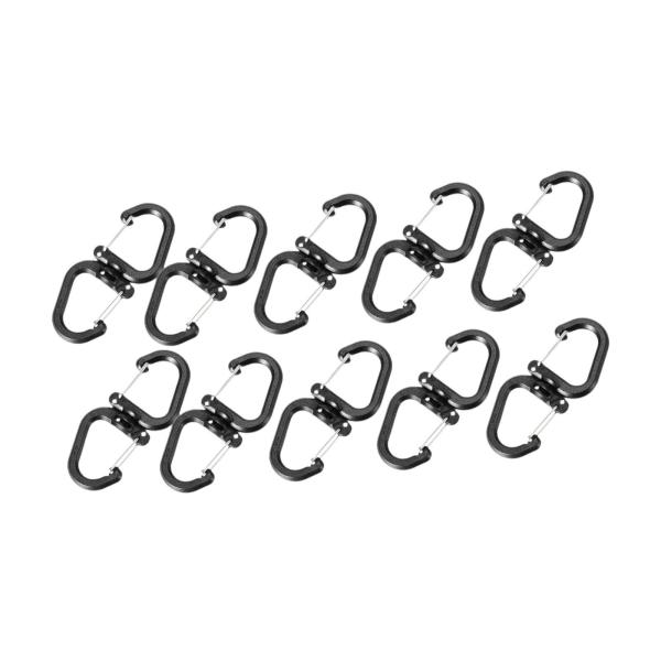 10個 スイベルSフック ポータブル ロブスタークラスプ バックパッキング キャンプ アウトドア 3.8cmx1.7cm