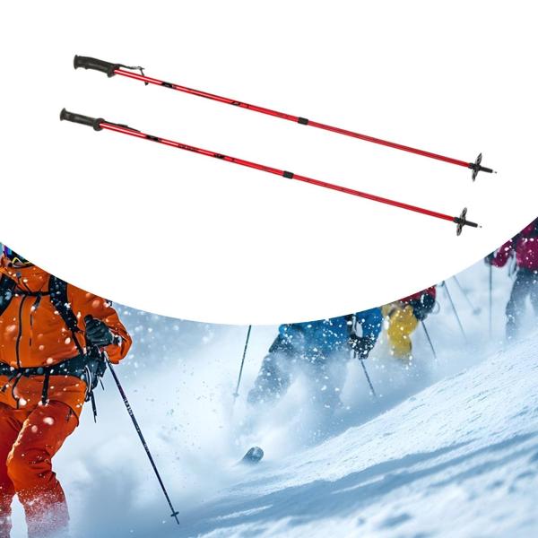 トレッキングポールアルミニウム合金ハイキングポールトレッキングクライミングスノーシューレッド