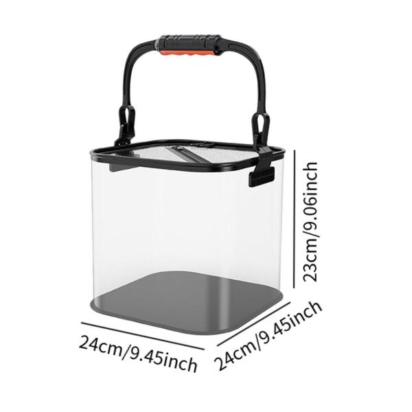 折りたたみ釣りのバケットギアキャンプ釣りのための釣り用の収納コンテナブラック24cm