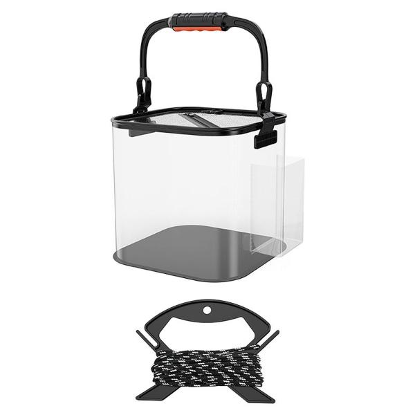 折りたたみ釣りのバケットギアキャンプ収納コンテナ釣り釣りブラック20cmサイドポケット