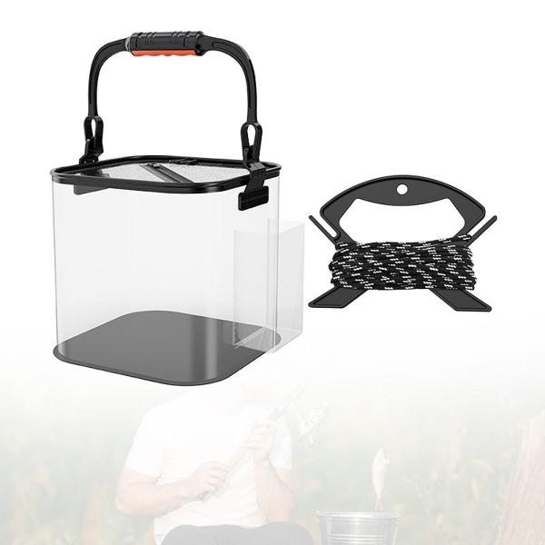 折りたたみ釣りの釣りバケットギアキャンプ収納コンテナ釣り釣りブラック24cmサイドポケット