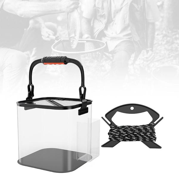 折りたたみ釣りの釣りバケットギアキャンプ収納コンテナ釣り釣りブラック24cmサイドポケット