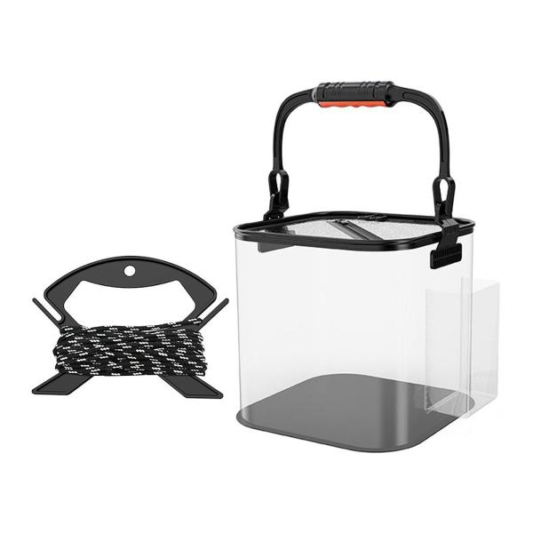 折りたたみ釣りの釣りバケットギアキャンプ収納コンテナ釣り釣りブラック24cmサイドポケット