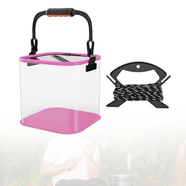 折りたたみ釣りのバケツギアキャンプ収納コンテナ釣りピンク20cm