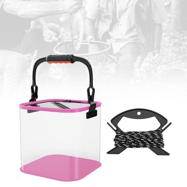 折りたたみ釣りのバケツギアキャンプ収納コンテナ釣りピンク20cm