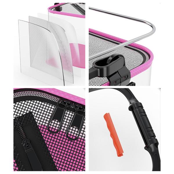 折りたたみ釣りバケットギアキャンプ収納コンテナ釣り用ピンク24cmサイドポケット