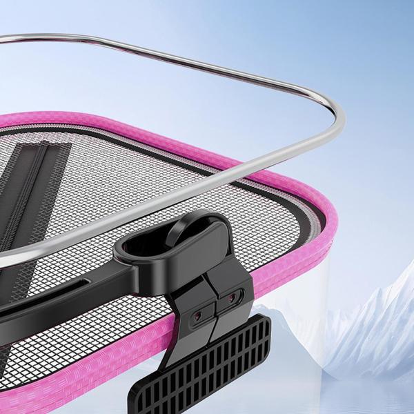 折りたたみ釣りバケットギアキャンプ収納コンテナ釣り用ピンク24cmサイドポケット