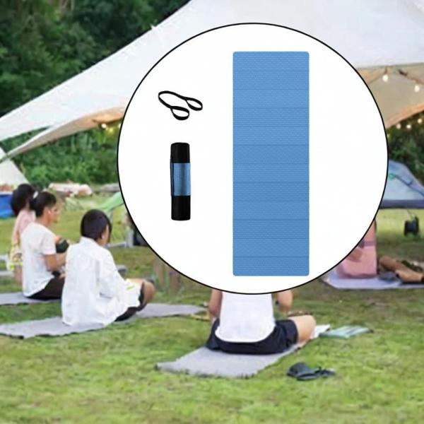 キャンプ用マット 多目的折りたたみヨガマット フィットネス ホームジム 旅行用 ブルー