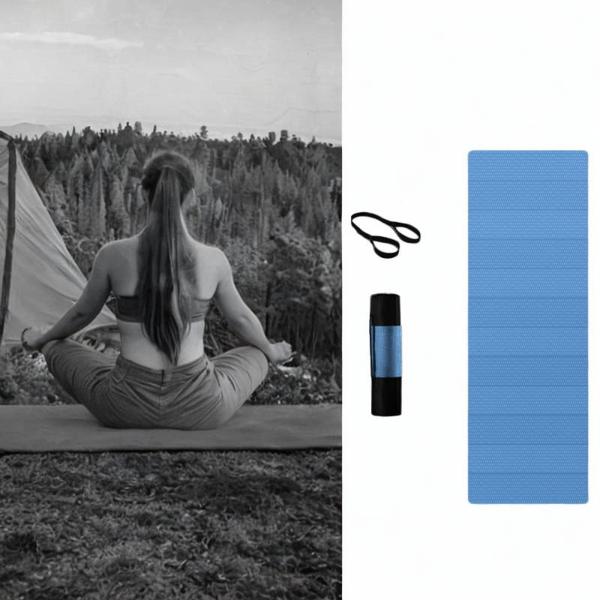 キャンプ用マット 多目的折りたたみヨガマット フィットネス ホームジム 旅行用 ブルー