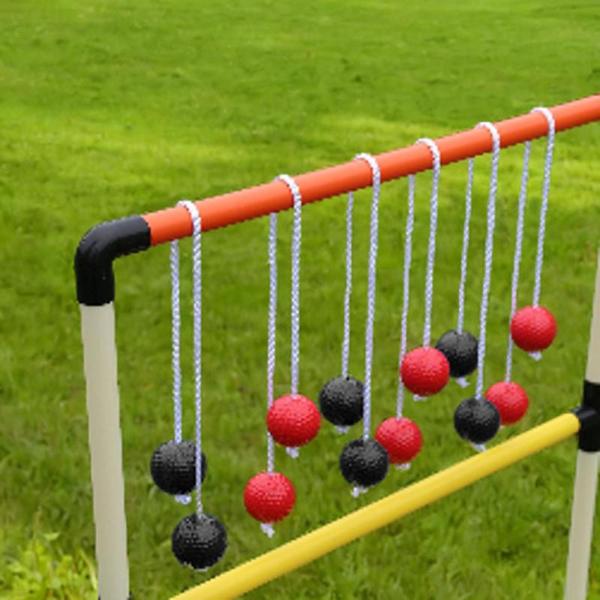 6個入り ラダーボール 裏庭ゲーム 簡単に使える屋外芝生庭用ラダートスゲーム 赤3個、黒3個