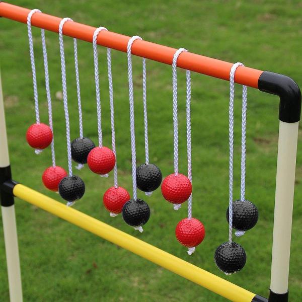 6個入り ラダーボール 裏庭ゲーム 簡単に使える屋外芝生庭用ラダートスゲーム 赤3個、黒3個