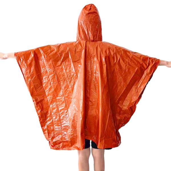 アウトドア緊急用レインコート レインコート ジャケット 緊急用ブランケット マント , Orange