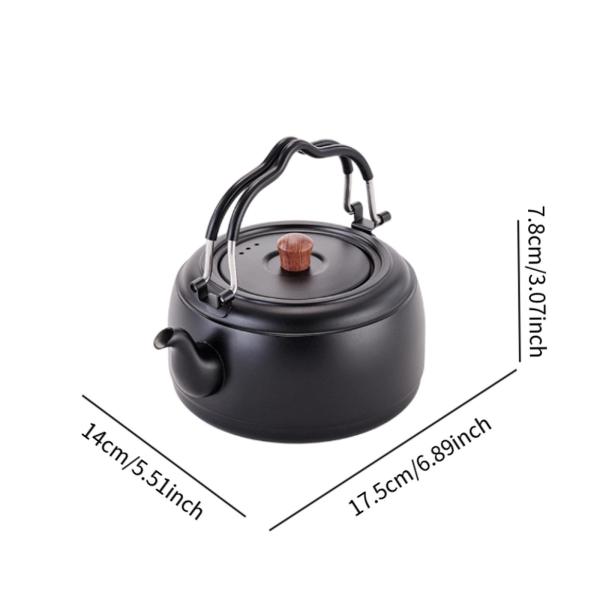 ティーケトル 厚手 調理鍋 沸騰水ポット キャンプ用 調理コンロ用 ブラック