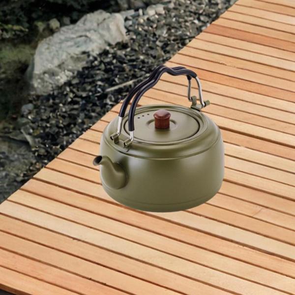 ティーケトル 厚みのある調理鍋 沸騰水ポット キャンプ調理用 コンロ用 グリーン