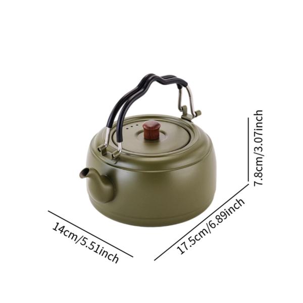 ティーケトル 厚みのある調理鍋 沸騰水ポット キャンプ調理用 コンロ用 グリーン
