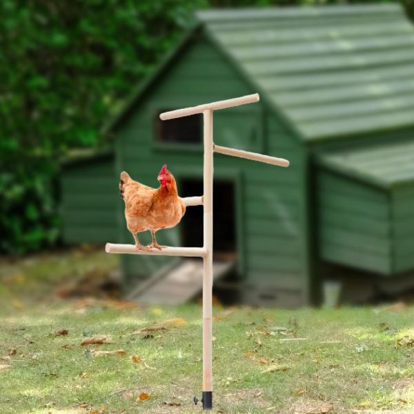 鶏小屋用止まり木おもちゃ、鶏止まり木スタンド屋外プラットフォーム、組み立てと清掃が簡単、裏庭に立つオウムのバー