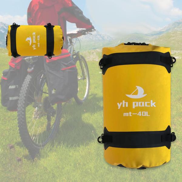 防水ダッフルバッグ ユニバーサル 広々とした容量 カヤック 旅行 ハイキング イエロー 40L