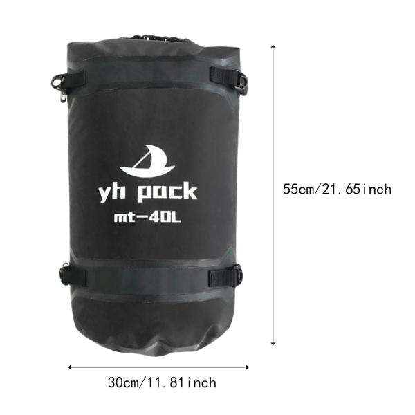 防水ダッフルバッグ ユニバーサル 大容量 カヤック 旅行 ハイキング ブラック 40L