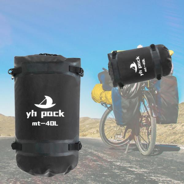 防水ダッフルバッグ ユニバーサル 大容量 カヤック 旅行 ハイキング ブラック 40L