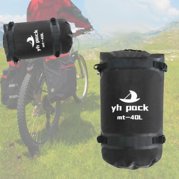 防水ダッフルバッグ ユニバーサル 大容量 カヤック 旅行 ハイキング ブラック 40L