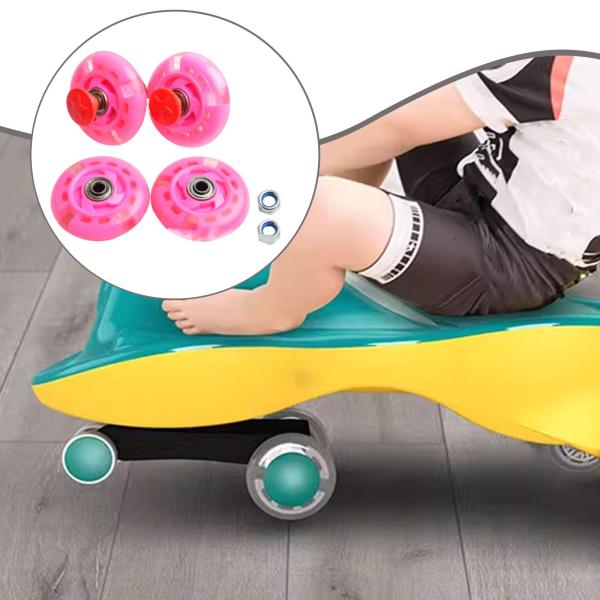 4ピース キッズツイストカーホイール 床を保護 ユニバーサル交換パーツ ピンク