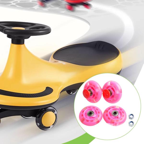 4ピース キッズツイストカーホイール 床を保護 ユニバーサル交換パーツ ピンク