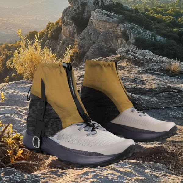 レッグアンクルゲートルブーツ防砂カバー ハイキング スキー アウトドアアクティビティ用 サンドゴールド