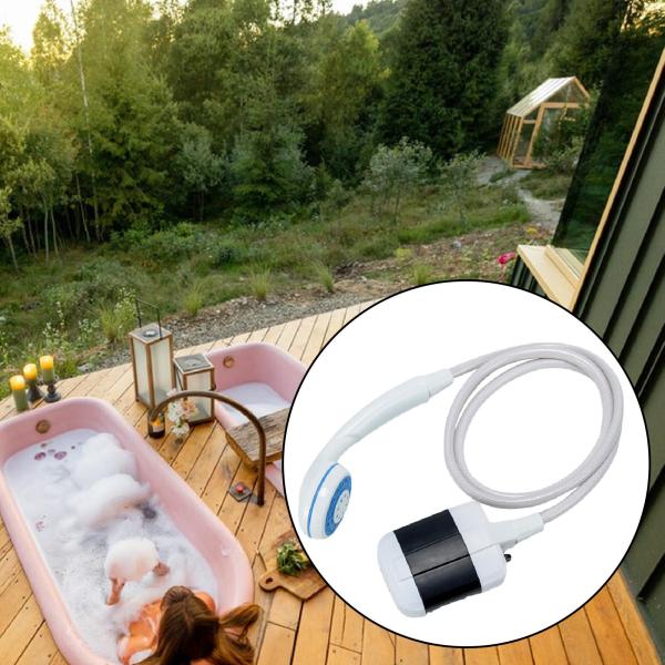 ポータブルシャワー 電動シャワー ポンプ 多機能 コンパクト 便利 キャンプ ヘッド付き ハイキング RV バックパッキング用